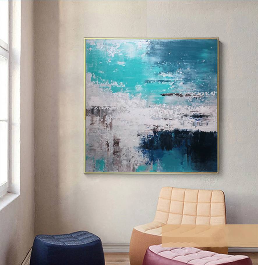 Green Sky Modern Abstract Canvas Artwork XD5Y3 wall art